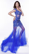 Jeweled Bodice Mermaid Allover Shirring Tulle Sleeveless Dress 3127 by Nox Anabel