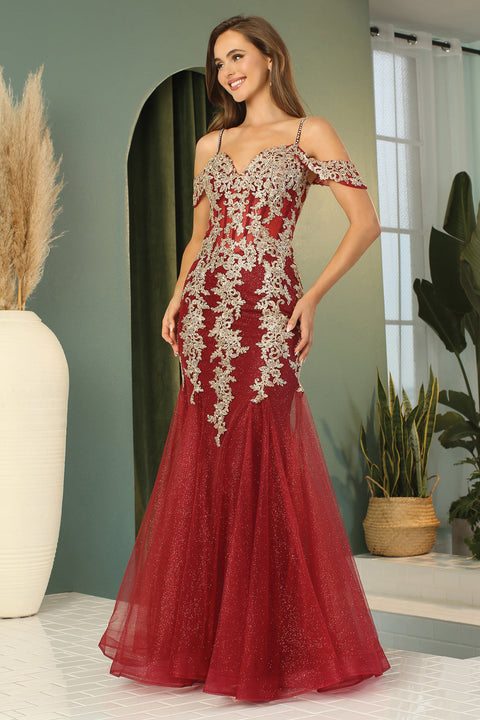 Adora 3156: Mermaid Dress with Applique Detailing and Cold Shoulder Design
