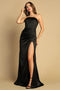 Adora 3162: Fitted Strapless Satin Gown with Corset and Slit