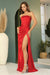 Adora 3162: Fitted Strapless Satin Gown with Corset and Slit