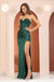 Adora 3163: Fitted Strapless Gown with Applique Detailing and Slit