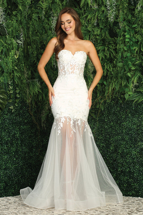Adora 3164's Sheer Mermaid Dress with Applique and Sweetheart Neckline