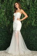 Adora 3164's Sheer Mermaid Dress with Applique and Sweetheart Neckline