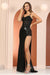 Adora 3175's Fitted Gown with Sequins, Sheer Corset, and Slit