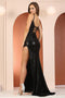 Adora 3175's Fitted Gown with Sequins, Sheer Corset, and Slit