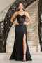 Adora 3181 Glitter Sleeveless Gown with Corseted Fit and Thigh Slit