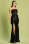 Adora 3184 Strapless Gown with Lace Fitted Bodice and Thigh-high Slit