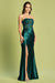 Adora 3184 Strapless Gown with Lace Fitted Bodice and Thigh-high Slit