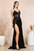 Adora 3186's Sleeveless Corset Sequin Slit Dress