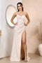 Adora 3187: Strapless Dress with Beaded Applique and Long Fitted Slit