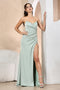 Adora 3187: Strapless Dress with Beaded Applique and Long Fitted Slit