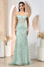 Adora 3198  Off Shoulder Slit Gown with Printed Sequin Fitting