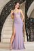 Adora 3201: Strapless Sheer Corset Gown with Glittering Slit Detail