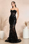 Adora 3203 Sheer Mermaid Dress with Strapless Sequin Print