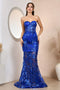 Adora 3203 Sheer Mermaid Dress with Strapless Sequin Print