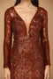 Long Sleeve Sequins Short Cocktail Dress