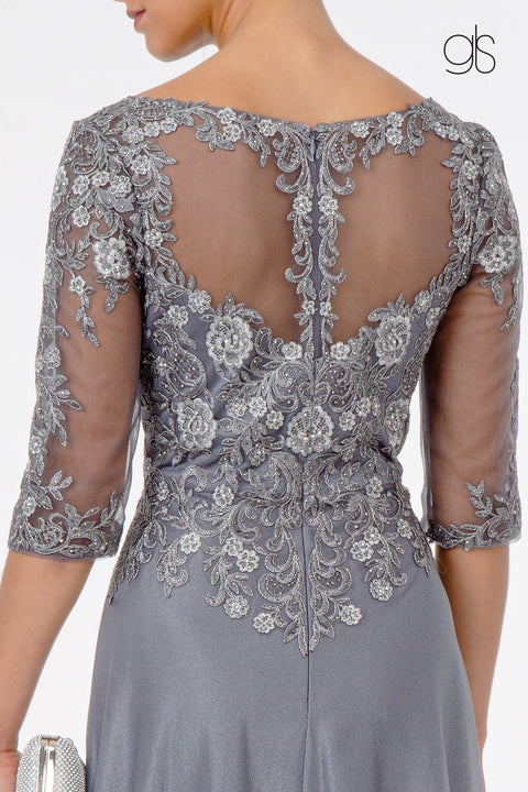 Elizabeth K GL1825 3/4 Sleeve Embroidered Bodice Chiffon Mother of the Bride and Groom.