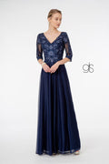 Elizabeth K GL1825 3/4 Sleeve Embroidered Bodice Chiffon Mother of the Bride and Groom.