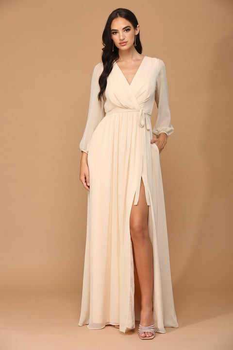 Long Sleeve Mother of the Bride and Groom Elegant Chiffon Dress