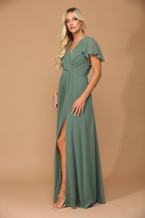 Short Sleeve Mother of the Bride and Groom Brides Maids Chiffon Dress
