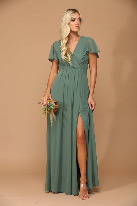 Short Sleeve Mother of the Bride and Groom Brides Maids Chiffon Dress