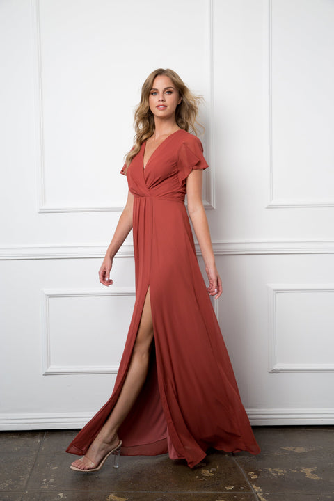 Short Sleeve Mother of the Bride and Groom Brides Maids Chiffon Dress