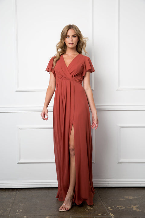Short Sleeve Mother of the Bride and Groom Brides Maids Chiffon Dress