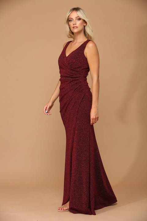 Metallic Mother of the Bride Dress with Long Sleeves
