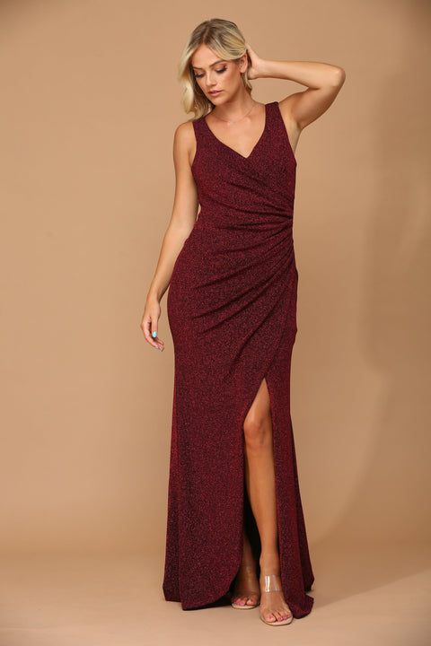 Metallic Mother of the Bride Dress with Long Sleeves