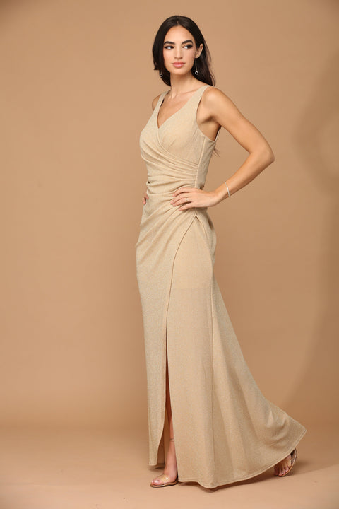 Metallic Mother of the Bride Dress with Long Sleeves