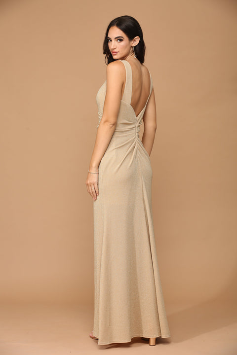 Metallic Mother of the Bride Dress with Long Sleeves
