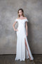Formal Bridesmaids Chiffon Dress with Long Off Shoulder
