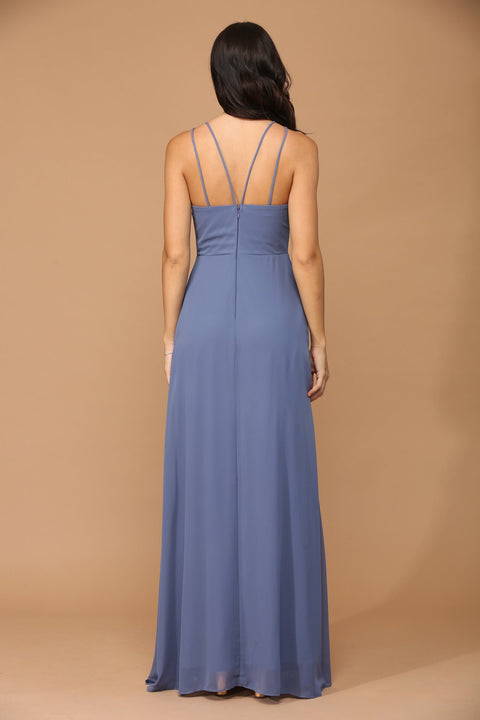 Long Formal Chiffon Halter Bridesmaids Dress