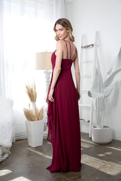 Long Formal Chiffon Halter Bridesmaids Dress