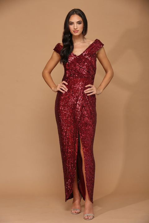 Formal Evening Gown with Long Off Shoulder