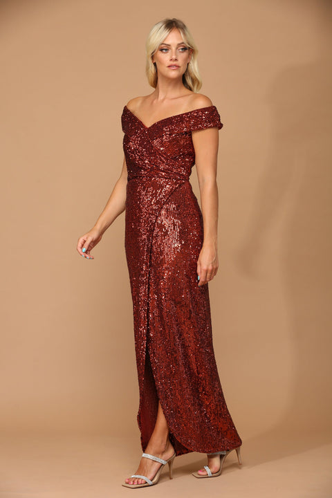 Formal Evening Gown with Long Off Shoulder