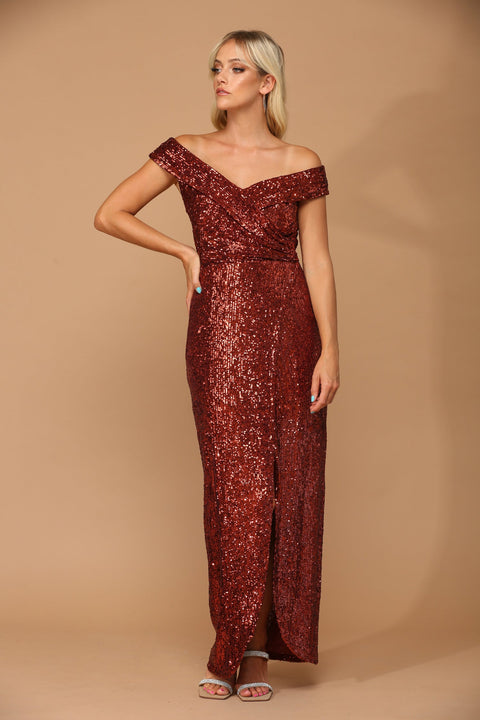 Formal Evening Gown with Long Off Shoulder