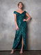 Formal Evening Gown with Long Off Shoulder