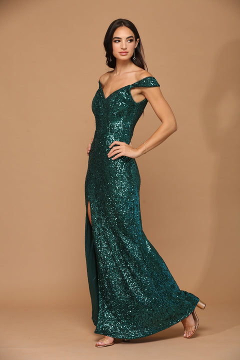 Prom Long Formal Fitted Sequins  Dress