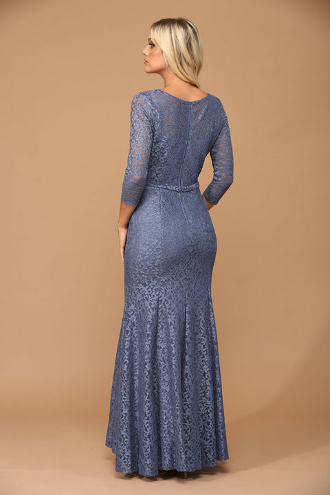 Mother of the Bride Long 3/4 Sleeve Lace Dress