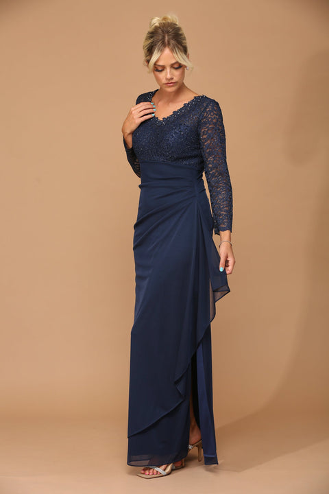 Long Sleeve Formal Mother of the Brideand Groom Evening Dress