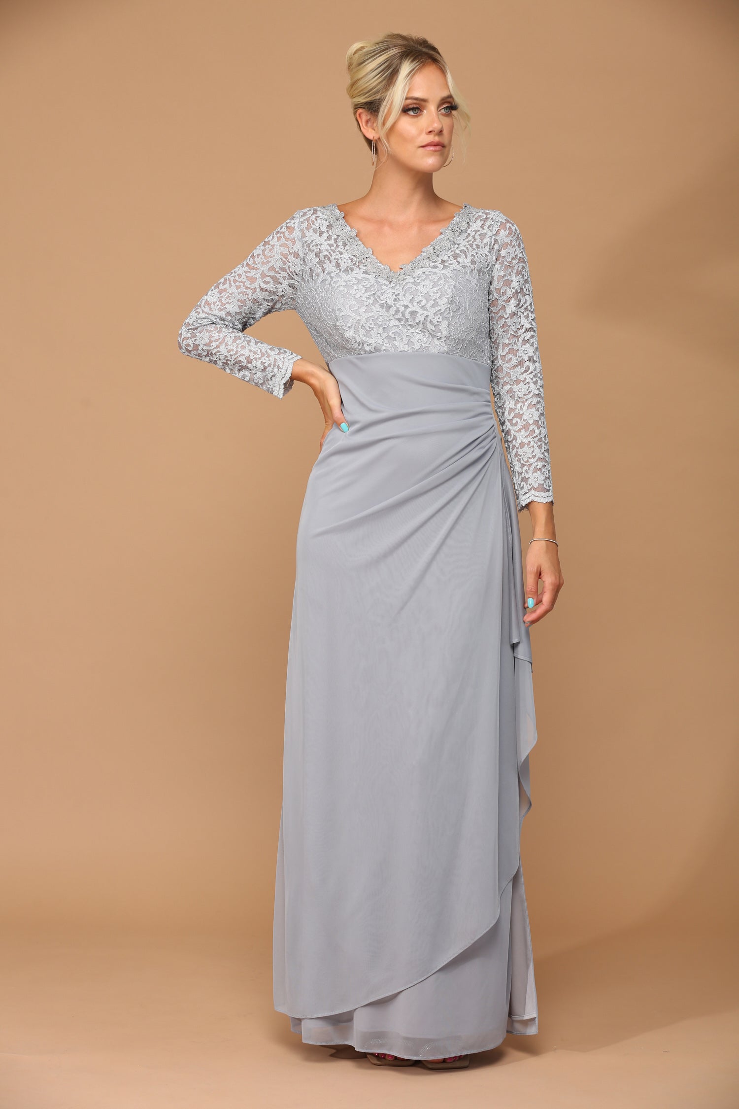 Long Sleeve Formal Mother of the Brideand Groom Evening Dress– sheerdreamz