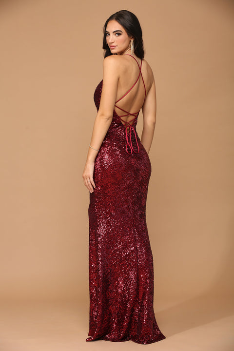 Formal Evening Prom Gown with Long Spaghetti Strap