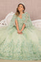 Elizabeth K GL3104: Ball Gown with 3D Butterfly Cape