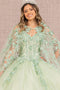 Elizabeth K GL3104: Ball Gown with 3D Butterfly Cape