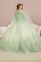 Elizabeth K GL3104: Ball Gown with 3D Butterfly Cape