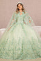 Elizabeth K GL3104: Ball Gown with 3D Butterfly Cape