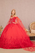 Cape Sleeve Ball Gown with 3D Butterfly  by Elizabeth K GL3110