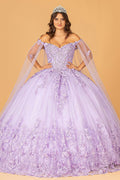 Cape Sleeve Ball Gown with 3D Butterfly  by Elizabeth K GL3110