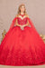 Cape Sleeve Ball Gown with 3D Butterfly  by Elizabeth K GL3110